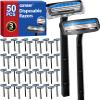 CXYARY 50 Pcs 3 Blade Disposable Razors With Clear Safety Cap, Shaving Razors Bulk for Men &Women, Stainless Steel Blade, Multipurpose Portable Shave Razor for Bathing Hotel Travel, Black view 1