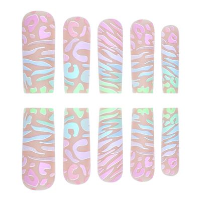 2 Set/4set /6set Fashion Nails Long Wearable Wear A Nail French Nude Three-dimensional Manicure Nail Clippers Plate Removable (Pink,4set)