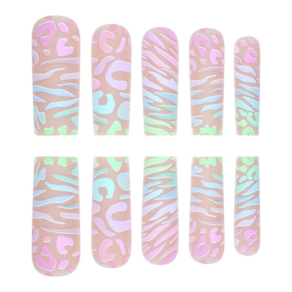 2 Set/4set /6set Fashion Nails Long Wearable Wear A Nail French Nude Three-dimensional Manicure Nail Clippers Plate Removable (Pink,4set)