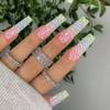 2 Set/4set /6set Fashion Nails Long Wearable Wear A Nail French Nude Three-dimensional Manicure Nail Clippers Plate Removable (Pink,4set) view 3