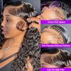 13x4 Deep Wave Lace Front Wig Human Hair Pre Plucked with Baby Hair 180% Density HD Lace Frontal Wig Human Hair Wet and Wavy Curly Wigs for Women Glueless Wigs Human Hair Long Black Color 26 Inch view 2