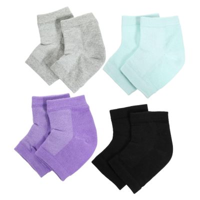 Beatifufu 4pairs Gel Heel Repair Socks Moisturizing Open Toe Foot Care for Cracked Women Soft Cushioning for Pain Relief Purple Gray Black Green