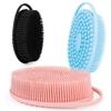3 PCS Soft Silicone Body Scrubber,Silicone Body Shower,Silicone Loofah 2 in 4 Bath and Shampoo Brush, Body Scrubber Shower Cleaning Exfoliating Use,Lather Well, Black,Pink,Blue view 1
