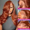 200 Density 13x6 Reddish Brown Lace Front Wigs Human Hair Pre Plucked 13x6 HD Transparent Body Wave Lace Front Wigs Human Hairs With Baby Hair Ginger #33 Colored Human Hairs Wig For Women (30 Inch) view 3