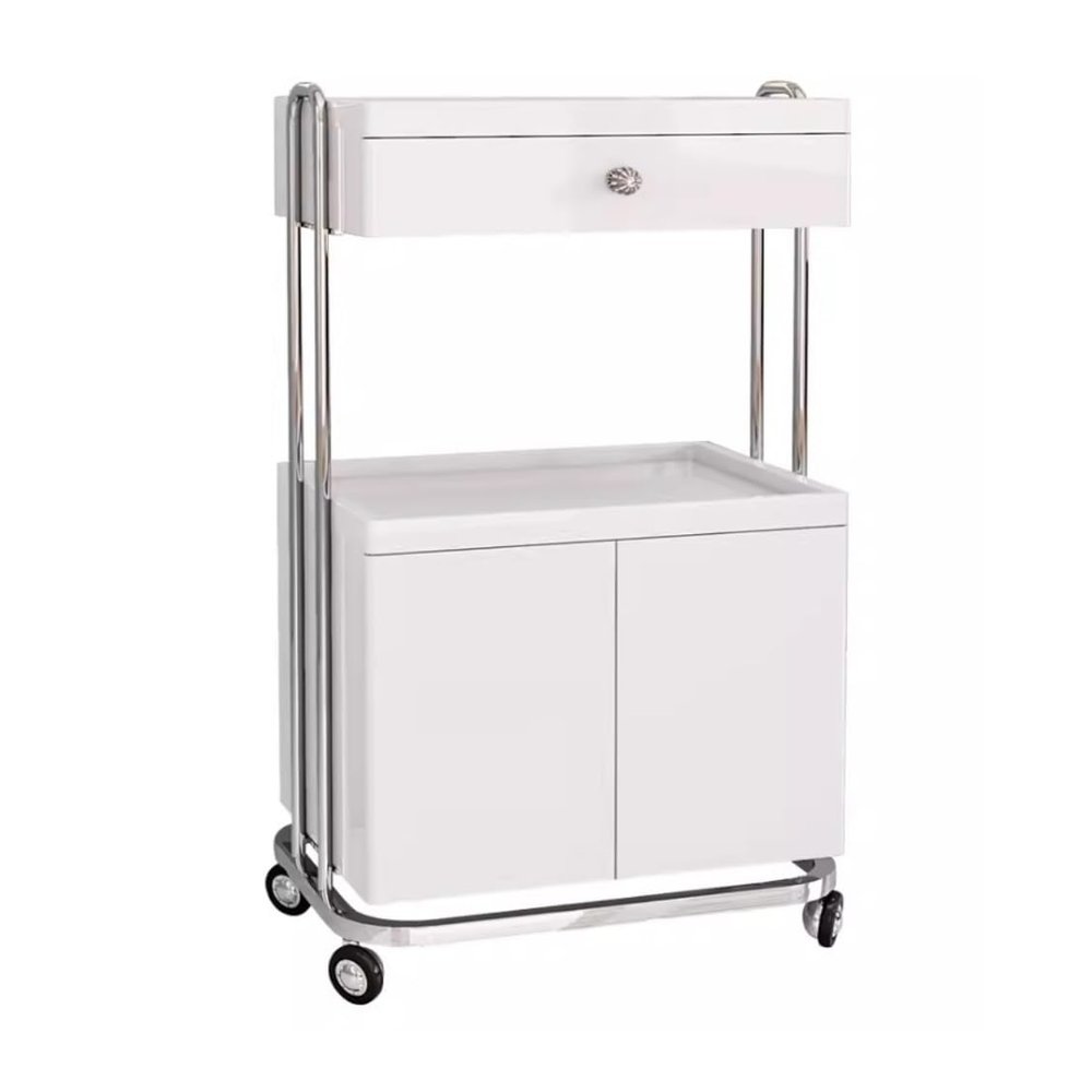 Beauty Salon Trolley Beauty Salon Cart 2 Tier Beauty Salon Trolley With Drawer And 2 Cabinet Doors Storage Movable Rolling Cart With Wheel Beauty Salon Cart Salon Trolley Cart Hairdresser Cart Rolling