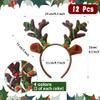 12 Pcs Reindeer Antlers Headband, Glitter Sequins Christmas Ears Headband, Deer Hairbands for Kids & Adults, Perfect for Holiday Photo Booth Props & Party Favors view 2