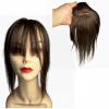 AYunhe Real Human Hair Toppers Clip in Hairpieces With Air Bangs Fringe Increase Hair Volume Brazilian Straight For Hair Loss Thick Full Invisible Scalp (Dark Brown, 12 inch) view 1