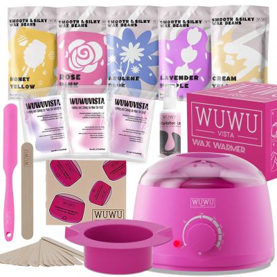 WUWUVISTA Waxing Kit Hair Removal Hard Wax Kit with Wax Warmer & Waxing Beads for Women & Men - Professional at home Wax Pot for Face/Brazilian/Full Body/Bikini/Sensitive Skin 23Items
