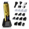 Beard Trimmer, 21 Piece Mens Grooming Kit and Hair Clipper, Cordless Rechargeable Electric Razor for Beard, Face, Nose, Hair Trimmer, Gold view 2