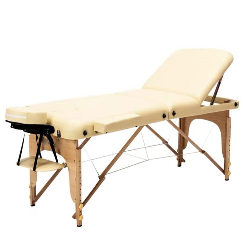 Professional Portable Wooden Professional Massage Tables with Foldable Customized Hydraulic Folding Massage Beds, OneSize, Beige