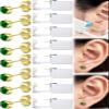 Get the Perfect Ear Piercing with 24 Pcs Premium Ear Piercing Kit - Includes 8 Green CZ Stones Earrings and 8 Easy-to-Use Self Ear Piercing Gun - Safe and Painless view 1