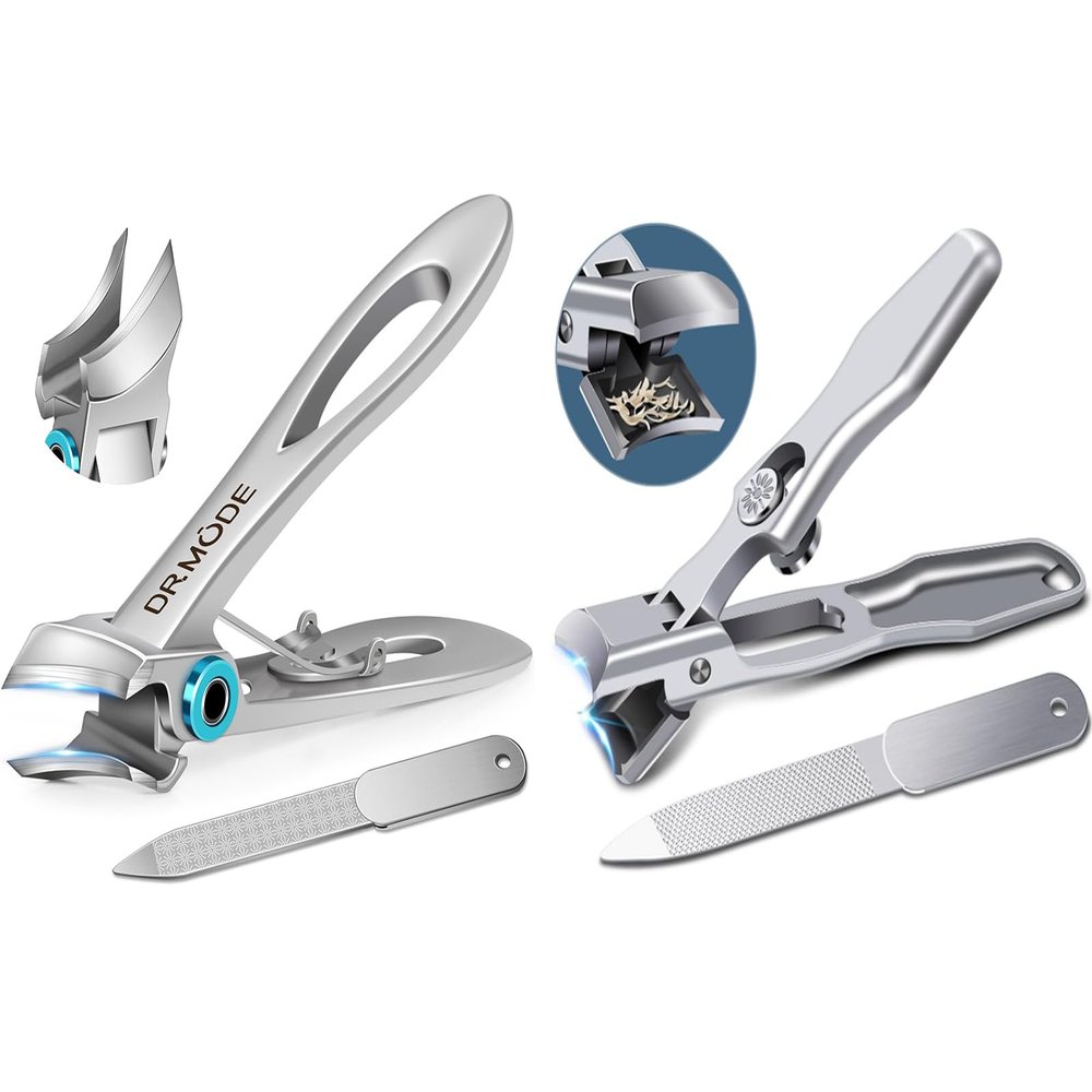Nail Clippers for Men Thick Ingrown Nails, Large Wide Opening Slanted Curved Toenail Clippers for Thick Toenails for Seniors, Anti-Splash Finger Nail Clippers Adult with Catcher