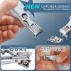 Nail Clippers for Men Thick Ingrown Nails, Large Wide Opening Slanted Curved Toenail Clippers for Thick Toenails for Seniors, Anti-Splash Finger Nail Clippers Adult with Catcher view 2