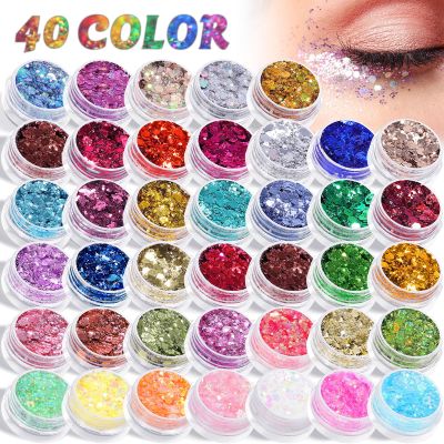 AROIC 40 Colors Body Glitter, Hair Glitter for Kids Women, Glow in The Dark, Eyeshadow Hair Gel Face Sparkles, Body Makeup for Festivals, Raves, Anime Cosplay, Concerts Face Paint Christmas Gift