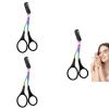 glylo Eyebrow Trimmer Scissors, Pack of 3 Stainless Steel Eye Brow Trimmer with Comb, Waterproof Eyebrow Trimmer for Women, Eyebrow Trimming Makeup Tool Comb, for Beginners and Professional, Black view 1