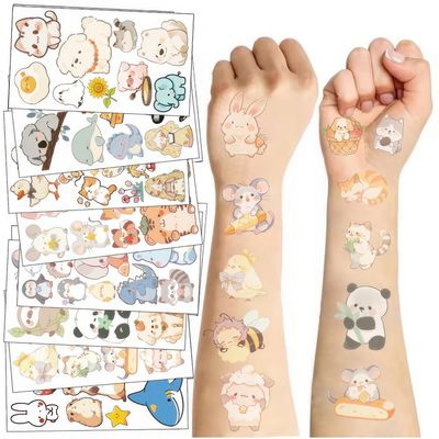 10 Sheets Temporary Tattoos For Kids,Cute Animal Tattoo Stickers for Boys and Girls,Panda, Rabbit, Elephant, Dolphin, Dog, Cat,Dinosaur Fake Tattoo Stickers,Fun Birthday Party Supplies