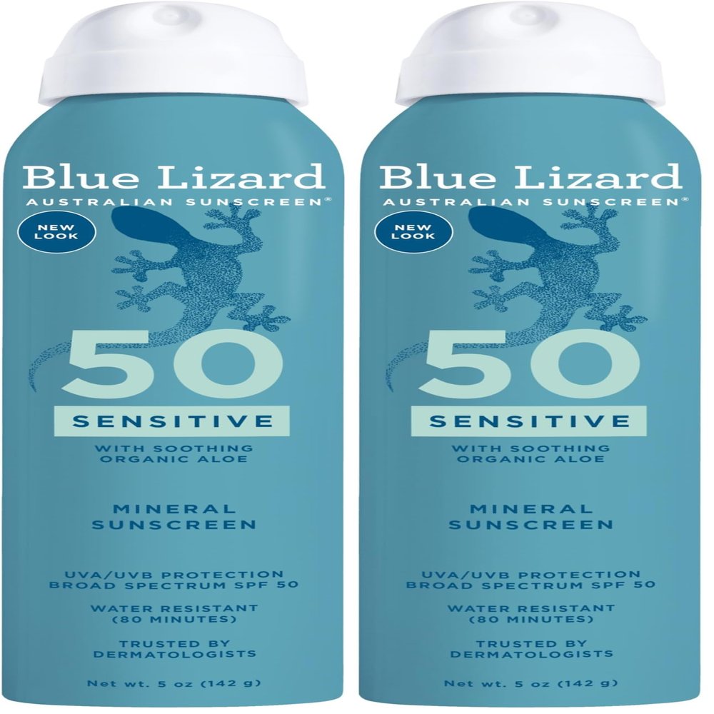 Blue Lizard Mineral Sunscreen Spray, SPF 50+ | Zinc Oxide Formula | Water-Resistant | Dermatologist-Recommended | 5 fl oz Pack of 2