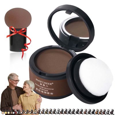 Maycheer Pang Pang Hair Shadow, Root Touch Up Powder - 30 Colors, Gray Hair Cover Up with Mirror and Cushion (#20 Burnt Brown)