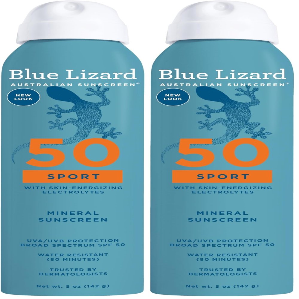 BLUE LIZARD Mineral Sunscreen Spray, SPF 50+ | Water-Resistant | Zinc Oxide Formula | 5 fl oz Pack of 2 | Vegan