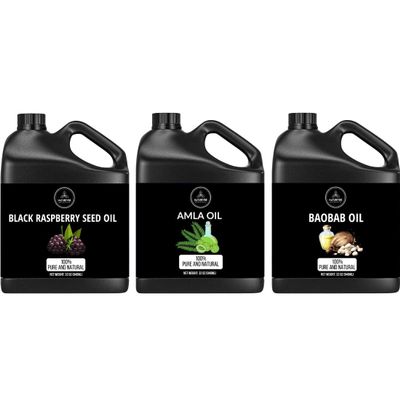 Black Raspberry Seed Oil 32oz Amla Oil 32oz and Baobab Oil 32oz |Oil Combo
