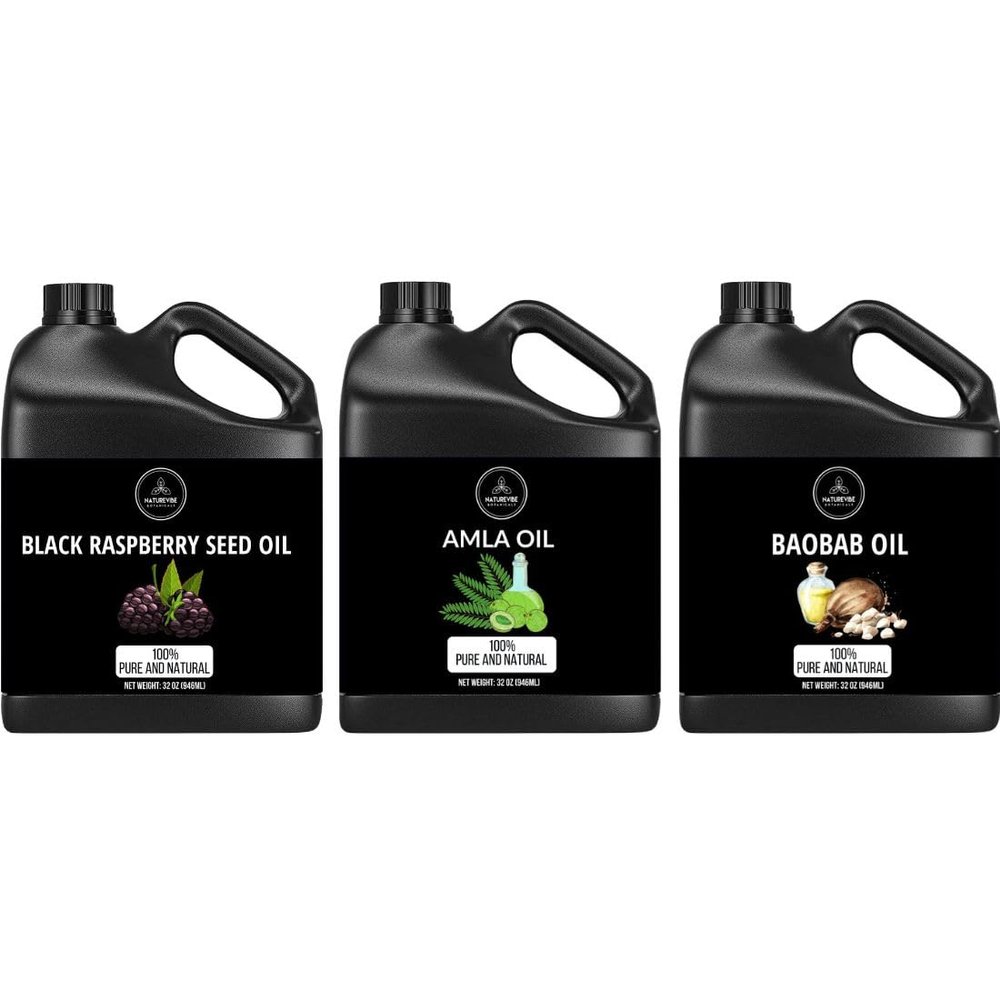 Black Raspberry Seed Oil 32oz Amla Oil 32oz and Baobab Oil 32oz |Oil Combo