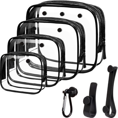 4 Pack Clear Bogg Beach Makup Bag Accessories with 3 Pack Insert Hooks for Bogg Bags, Clear Bogg Makeup Pouches Phone Holder for Bogg Bags Divider Storage Inner Compatible Pouch Travel Cosmetic Bag