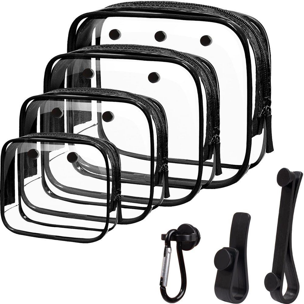 4 Pack Clear Bogg Beach Makup Bag Accessories with 3 Pack Insert Hooks for Bogg Bags, Clear Bogg Makeup Pouches Phone Holder for Bogg Bags Divider Storage Inner Compatible Pouch Travel Cosmetic Bag