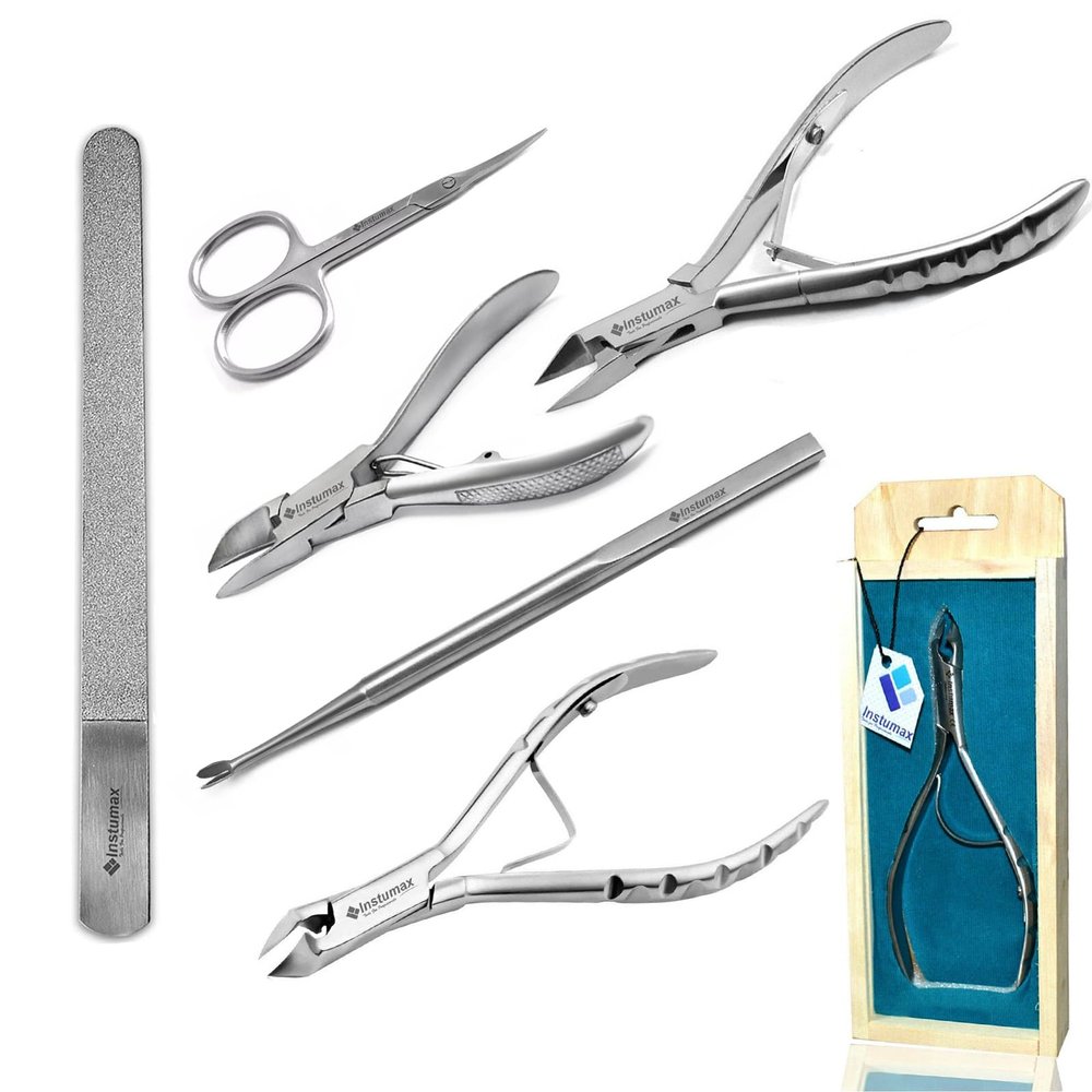 Advanced Podiatrist Chiropody Kit Ingrown Toenail Removal Tools, Manicure & Pedicure Setup with Nippers Scissors Nail Files Cuticle Cleaners by INSTUMAX