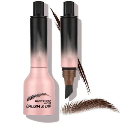 Brow-Fection Angled Brush & Dip Eyebrow Brow Hair Strokes Pen, Brow Pencil with Hair like Strokes Long Lasting Quick Drying Waterproof Eyebrow Tint Dye for Natural Looking Brows Makeup (#04 Chocolate)