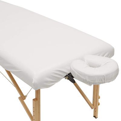 Saloniture 2-Piece Waterproof Massage Table Sheet Set - Includes Machine Washable Fitted Sheet and Face Cradle Cover - Natural