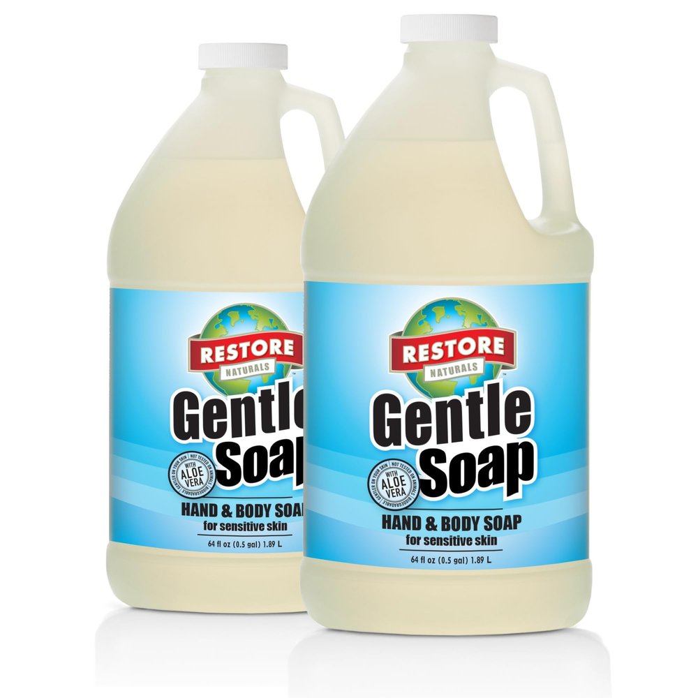 Restore Naturals Natural Gentle Hand Soap, Non-Toxic Hand & Body Soap Made, 2 PAck (64 Fl oz)