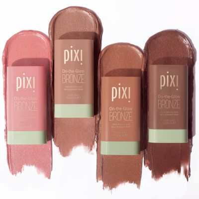 Pixi On-the-Glow Bronze - 4 Shade Bundle: RichGlow, SoftGlow, WarmGlow, and DeepGlow, Hydrating Tinted Moisture Bronzer Stick with Ginseng, Aloe Vera & Fruit Extracts, For Cheeks & Lips, 19g / 0.6oz E