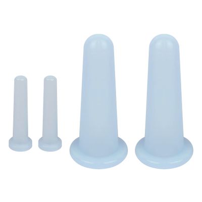 4 Pcs Facial Cupping Set, Silicone Cupping Set, Massage Cupping for Face, Body, Eye, Anti-Aging, Facial Care (Blue)