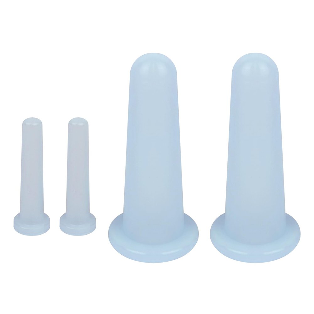 4 Pcs Facial Cupping Set, Silicone Cupping Set, Massage Cupping for Face, Body, Eye, Anti-Aging, Facial Care (Blue)