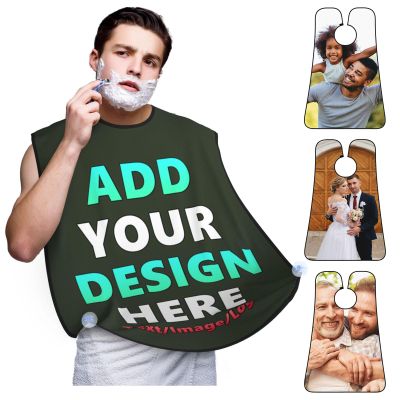 Custom Beard Bib Apron Personalized Beard Hair Catcher Add Customized Photo Picture Text Waterproof Beard Shave Cape for Shaving Trimming for Father's Day Gift, Army Green