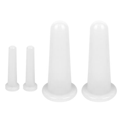 4 Pcs Facial Cupping Set, Silicone Cupping Set, Massage Cupping for Face, Body, Eye, Anti-Aging, Facial Care (White)