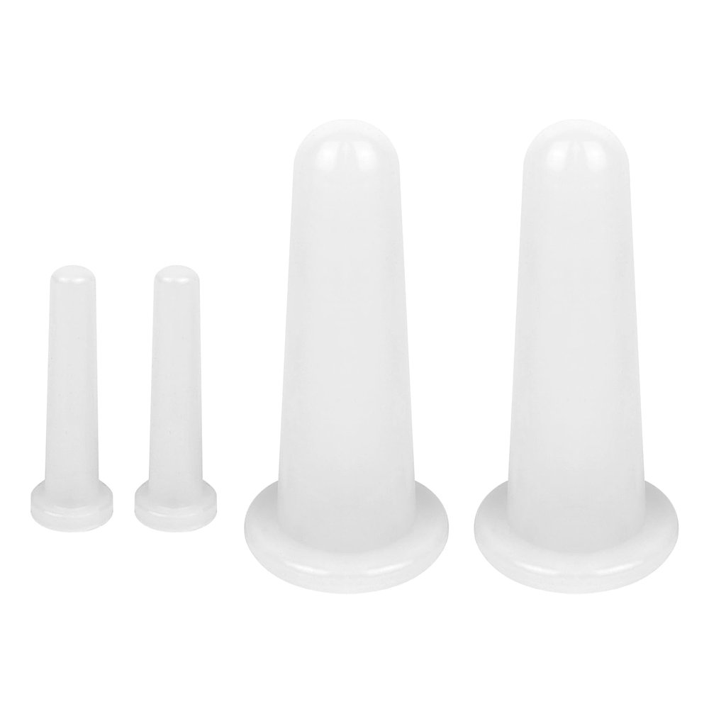 4 Pcs Facial Cupping Set, Silicone Cupping Set, Massage Cupping for Face, Body, Eye, Anti-Aging, Facial Care (White)
