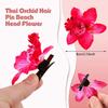 10 Pack Flower Brooch Head Ornament Bride Beach Style Women Plumeria Flower Hair Accessories Wedding Hair Clip Flamenco Dancer (Pink) view 3
