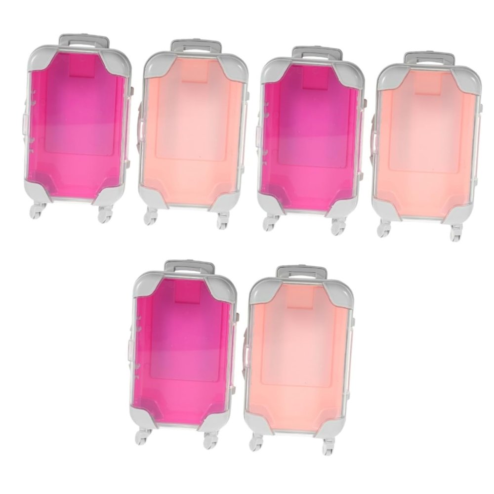 minkissy 6pcs Mini Suitcase Makeup Organizer Brush Holder Travel Makeup Carrier Box for Women