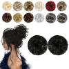FeidyLong 2 PCS Messy Bun Hair Piece Wavy Curly Scrunchies Synthetic Chignon Ponytail Hair Extensions Thick Updo Hairpieces for Women Girls(Natural Black) view 1
