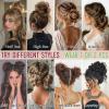 FeidyLong 2 PCS Messy Bun Hair Piece Wavy Curly Scrunchies Synthetic Chignon Ponytail Hair Extensions Thick Updo Hairpieces for Women Girls(Natural Black) view 4
