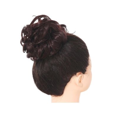WANGHAI2024M Hair Bun Synthetic Messy Hair Bun Chignon Scrunchies Fake Hair Band Braid Elastic Hairpiece Tail for Women Synthetic Wrap Curly Ponytail Chignon Hairpieces(Copper Auburn-01)