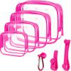 4 Pack Clear Toiletry Bags, Portable Travel Makeup Pouch with Zipper, TSA Approved Organizer, Clear Pouch Bags Compatible With Bogg Bag Divider Accessories(Hot Pink) view 1