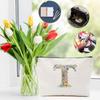 Flowers Initial Makeup Bag Personalized Cosmetic Bag Monogrammed for Women Grammy Bride Mom Travel Organizer Zipper Pouch Teacher Christmas Birthday Wedding Bridal Shower Gift, Letter T view 3