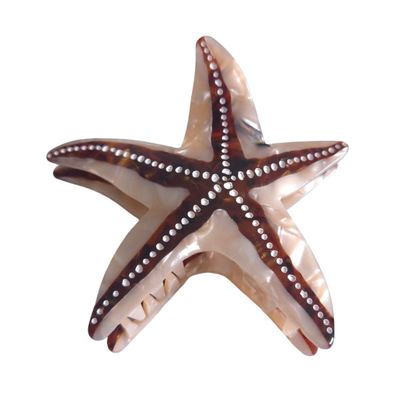 Funny Big Starfish Hair Clip,Acetate Hair Clip,Big Claw Clip for Women,Brown, 1 Count (Pack of 1)