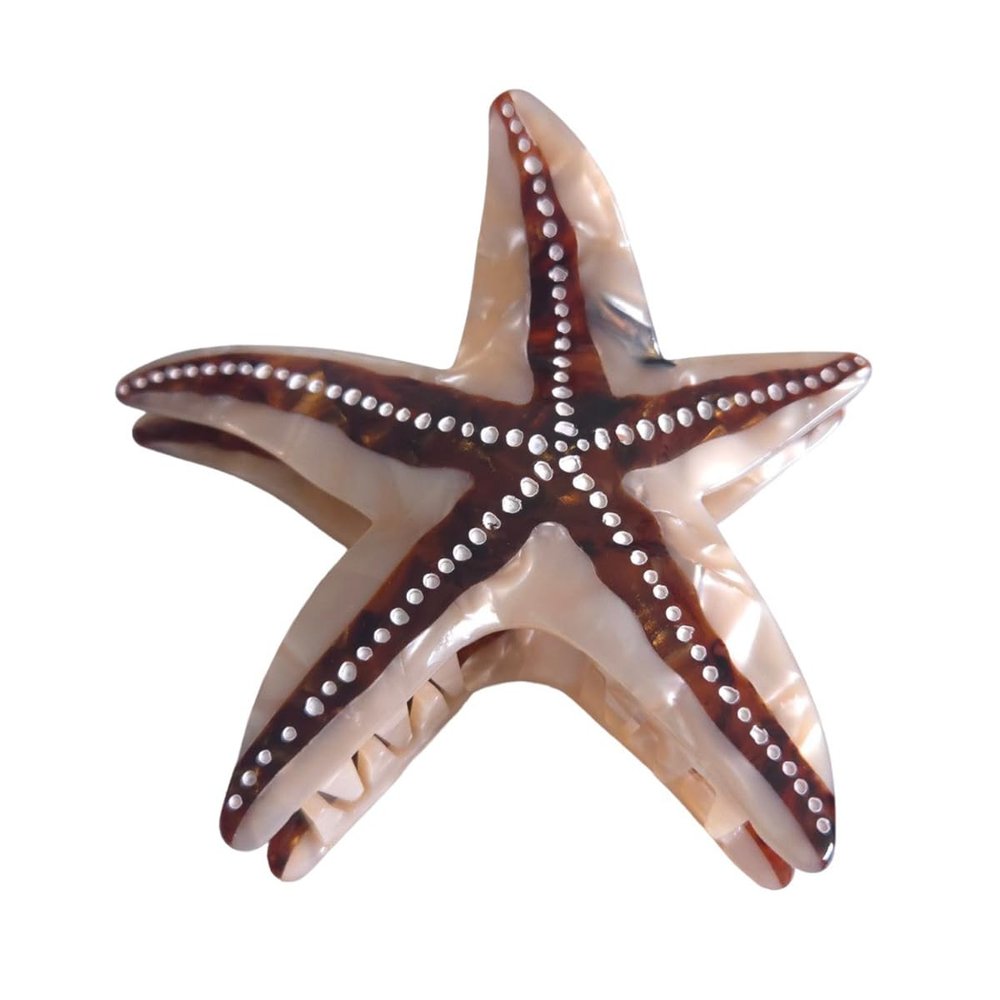 Funny Big Starfish Hair Clip,Acetate Hair Clip,Big Claw Clip for Women,Brown, 1 Count (Pack of 1)