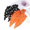 Halloween Hair Ties for Woman Girls Fall Orange Bandana Hair Scrunchies Spooky Ghost Elastic Ribbon Bow Hair Tie Autumn Halloween Party Supplies Hair Accessories 2PCS view 3