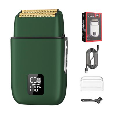 2012 Portable Retro Electric Trimmer Efficient Cordless Beard Trimmer Dual Head Wet and Dry Men's Trimmer Beauty Instrument Suitable for Home Travel (BK) (Green)