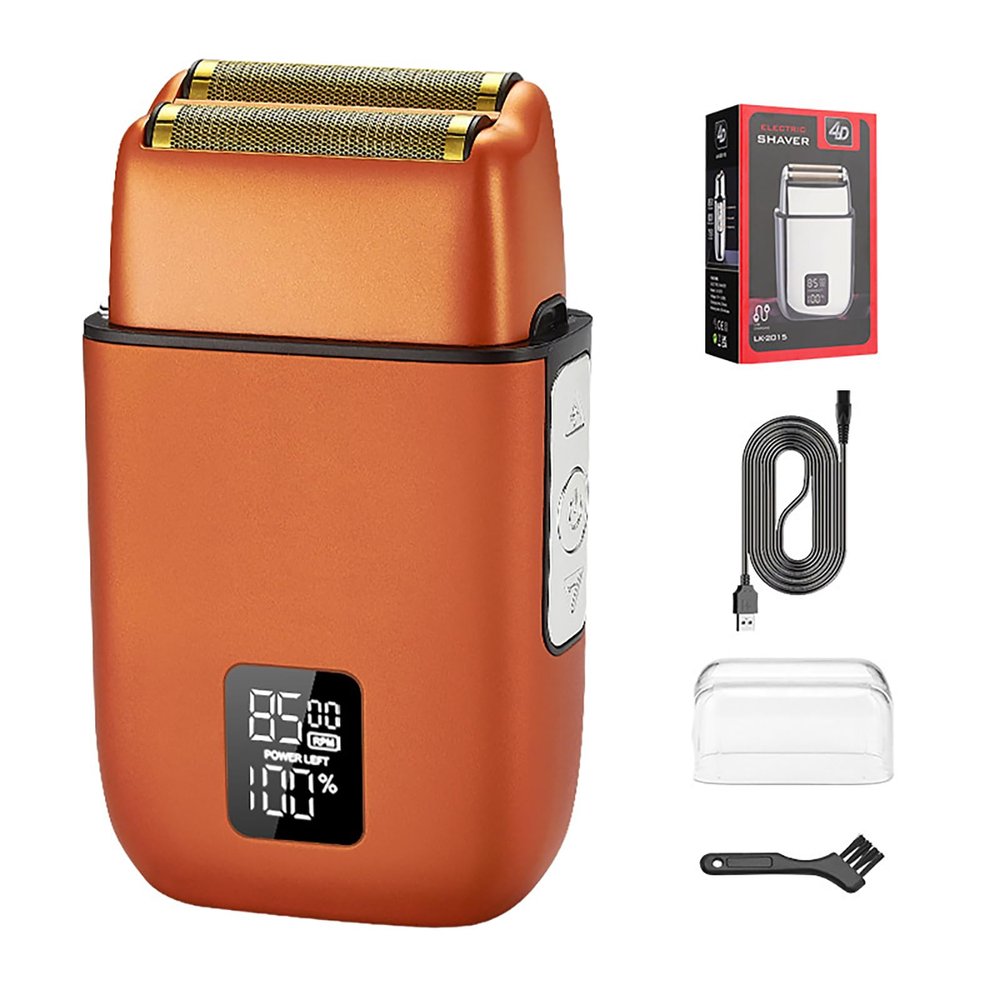2012 Portable Retro Electric Trimmer Efficient Cordless Beard Trimmer Dual Head Wet and Dry Men's Trimmer Beauty Instrument Suitable for Home Travel (BK) (Orange)