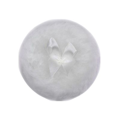Baby Powder Puff - Reusable Ultra Soft Round Face Body Powder Puff | Baby Body Powder Applicator with Ribbon Bow | Baby Prickly Heat Powder Puff | Makeup Tool for Home & Travel, White